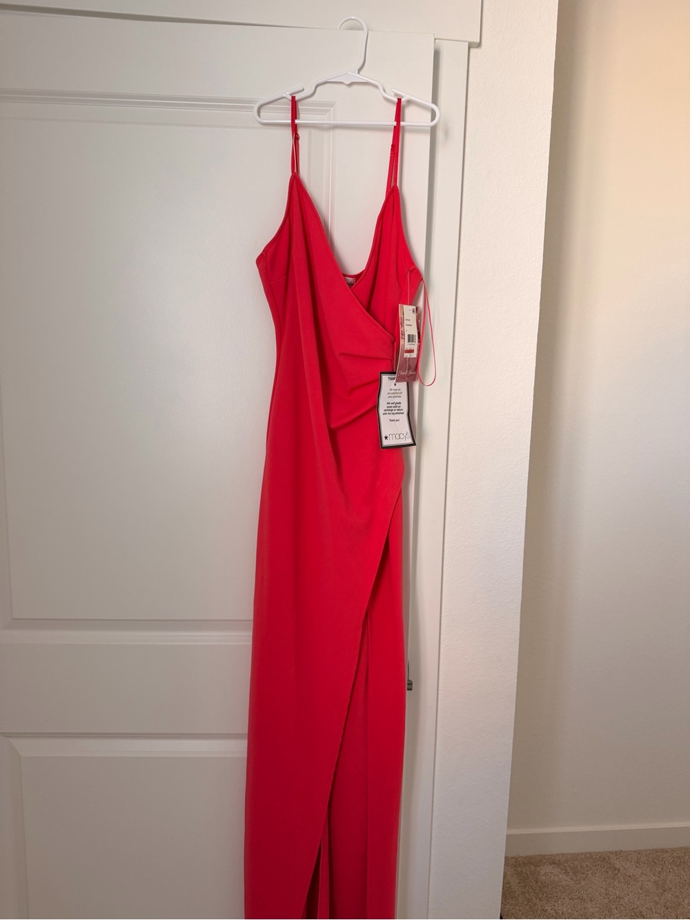 Red Spaghetti-Strap Wrap Maxi Dress - Women